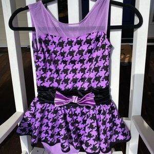 ☀️Weissman Dance Costume Purple & Black Houndstooth LC Large Child